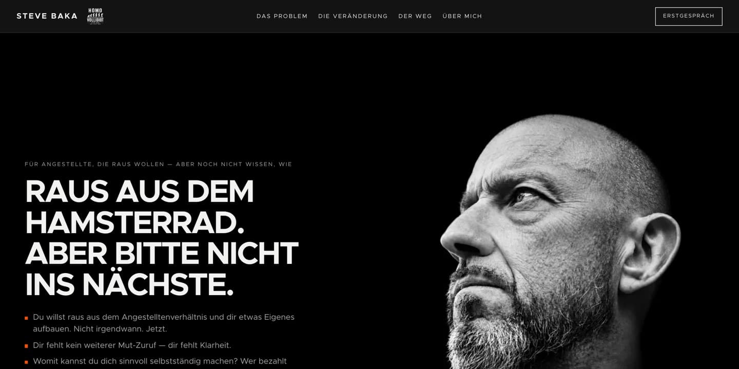 Hero der Webseite Steve Baka